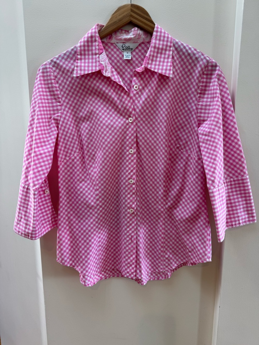 Lilly Pulitzer Pink Gingham Button-Up Shirt